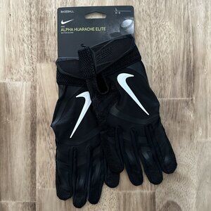Nike Alpha Huarache Elite Batting Gloves Baseball Mens Size L Black CV0720 091
